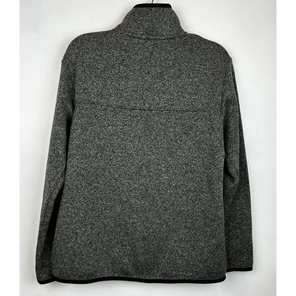 Eddie Bauer Sweatshirt Womens L Pullover 1/4 Snap Gray Heather Fleece Cozy